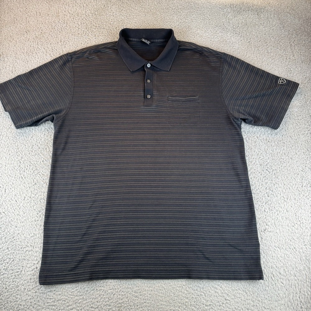 Vintage‎ Nike Polo Shirt Black Striped Men's Xl Front Pocket